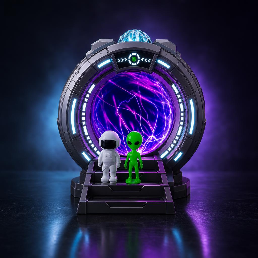 Warp Gate galaxy portal projector switched on, seen from the front